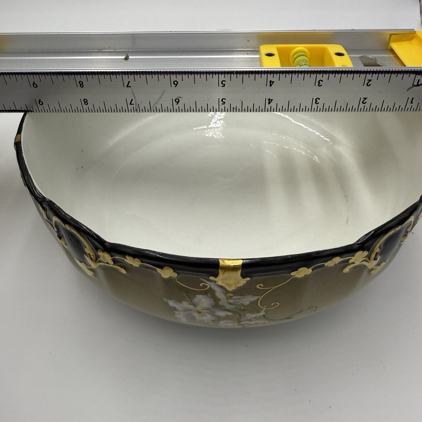 Rare Antique T&V Tressemann & Vogt Limoges  France Bowl Floral Gold Rim Black