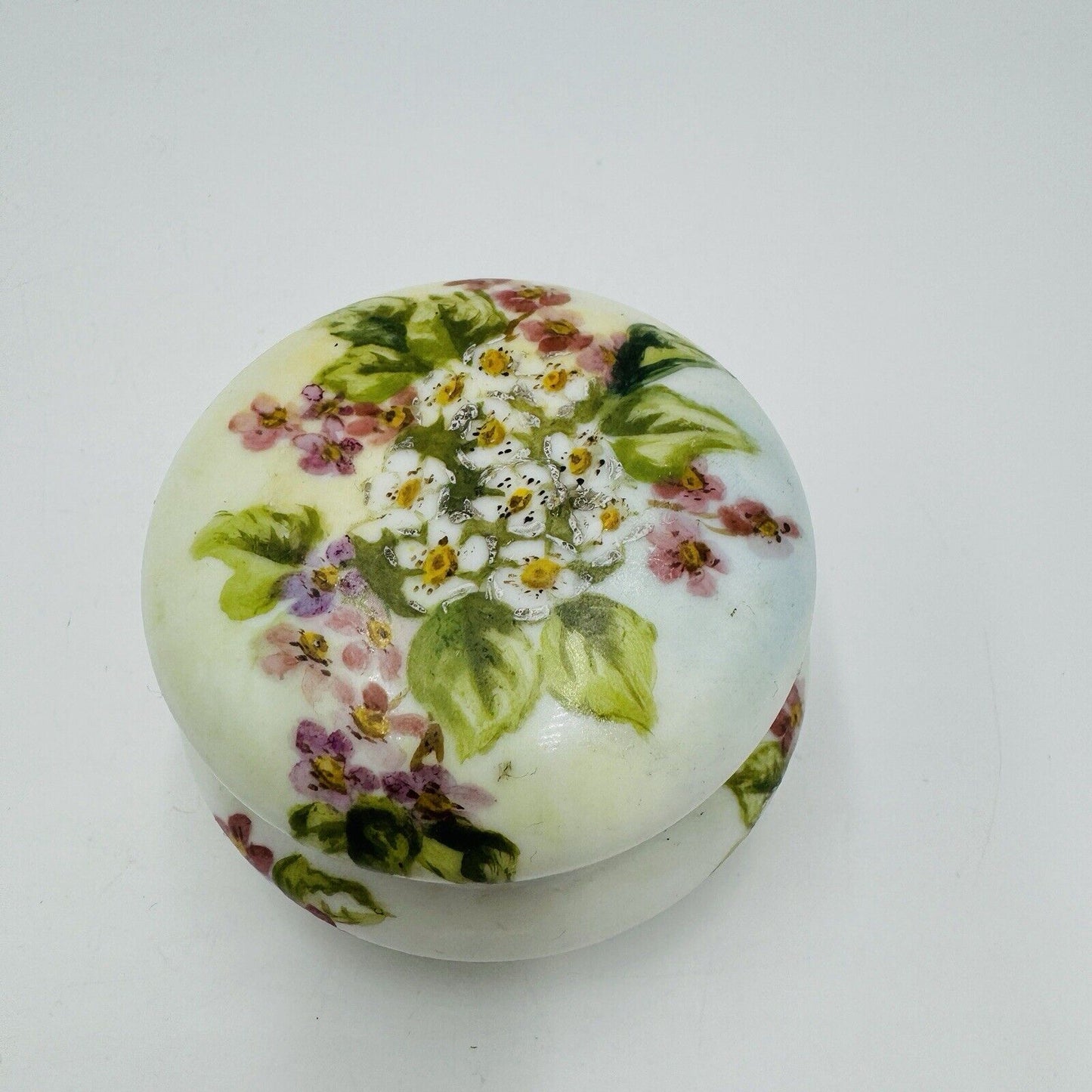 Antique T&V Limoges France Porcelain Floral Trinket Box Jewelry Box Painted 2”