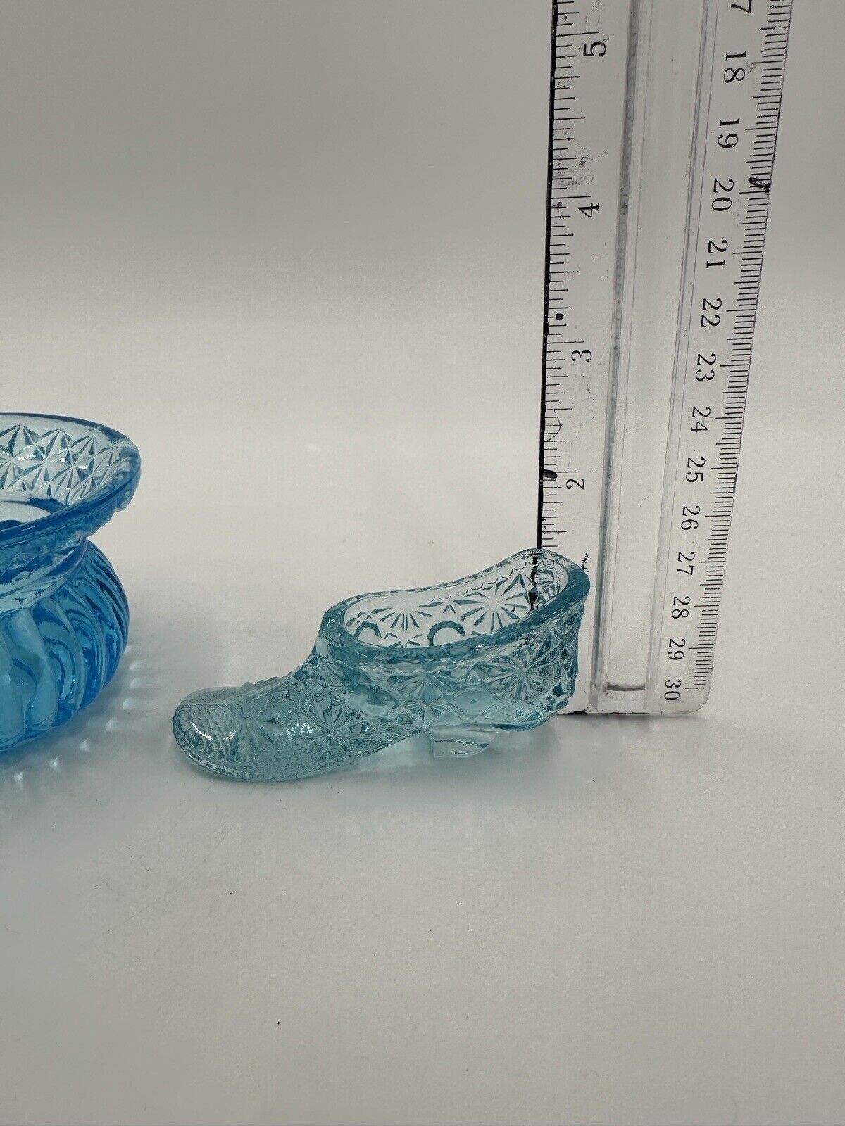 Fenton Victorian Shoes Set of 3 Mini Vase Vintage Aqua Blue Art Glass