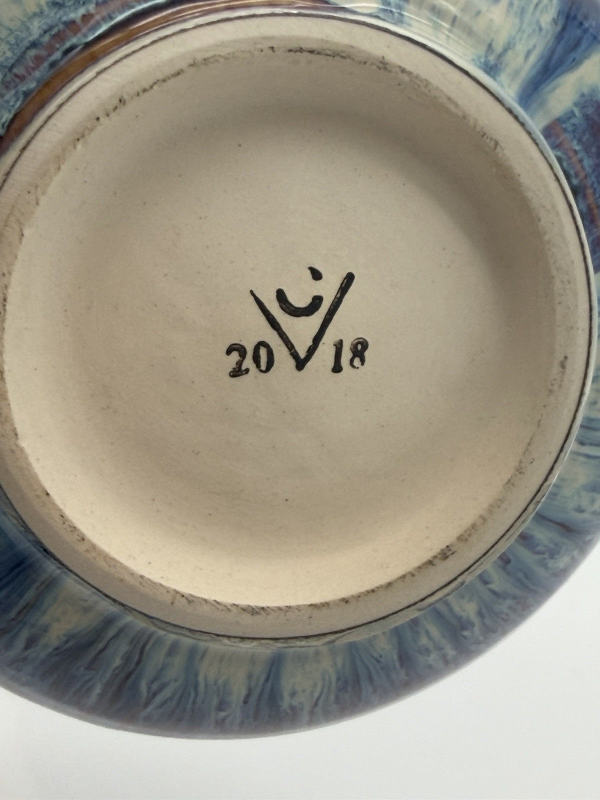 Bill Campbell Studio Art Pottery Gravy Sauce Boat  Brown Blue Drip Glaze 4.5”x6”