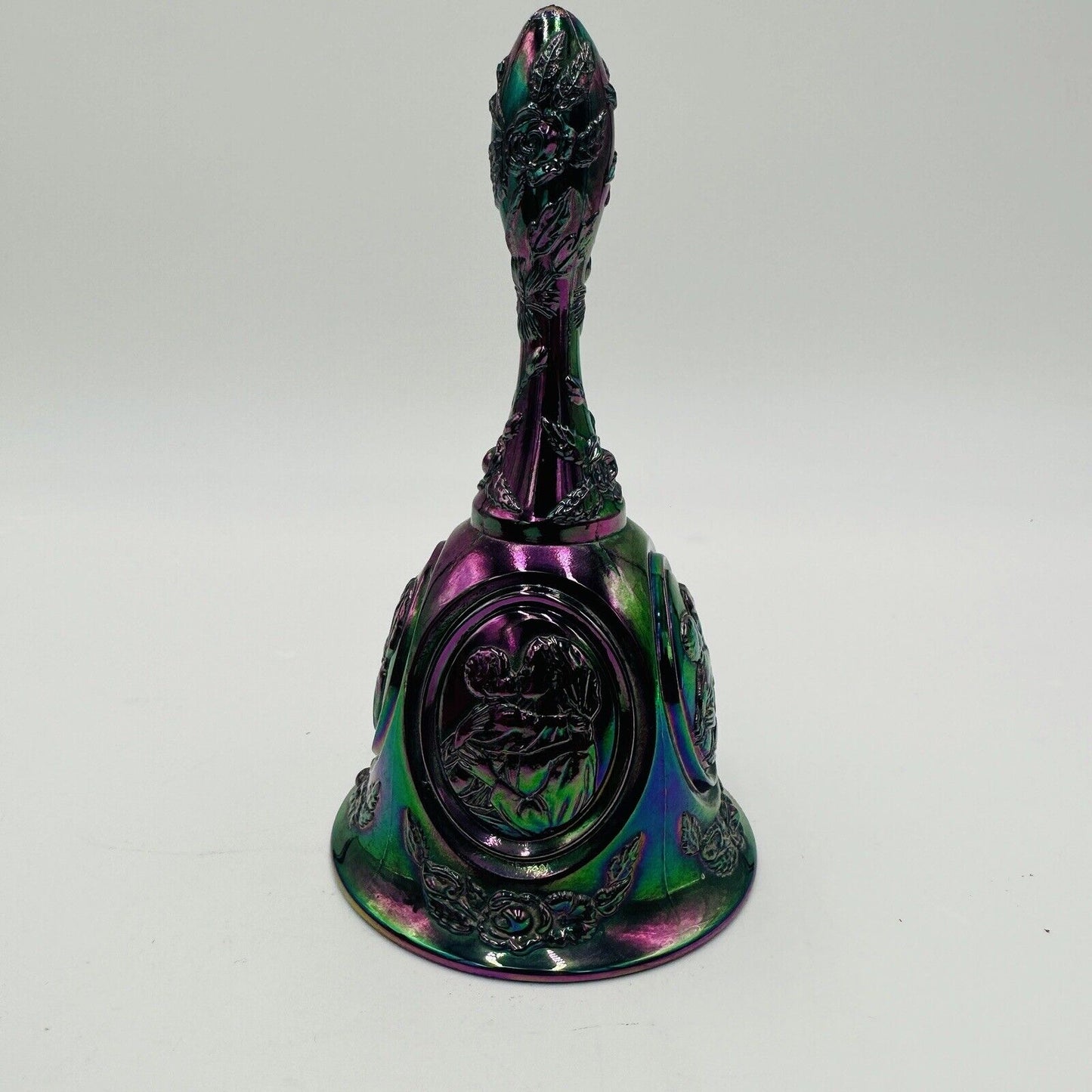 Fenton Bell Carnival Iridescent Madonna & Child 6.5in Vintage Large Art Glass