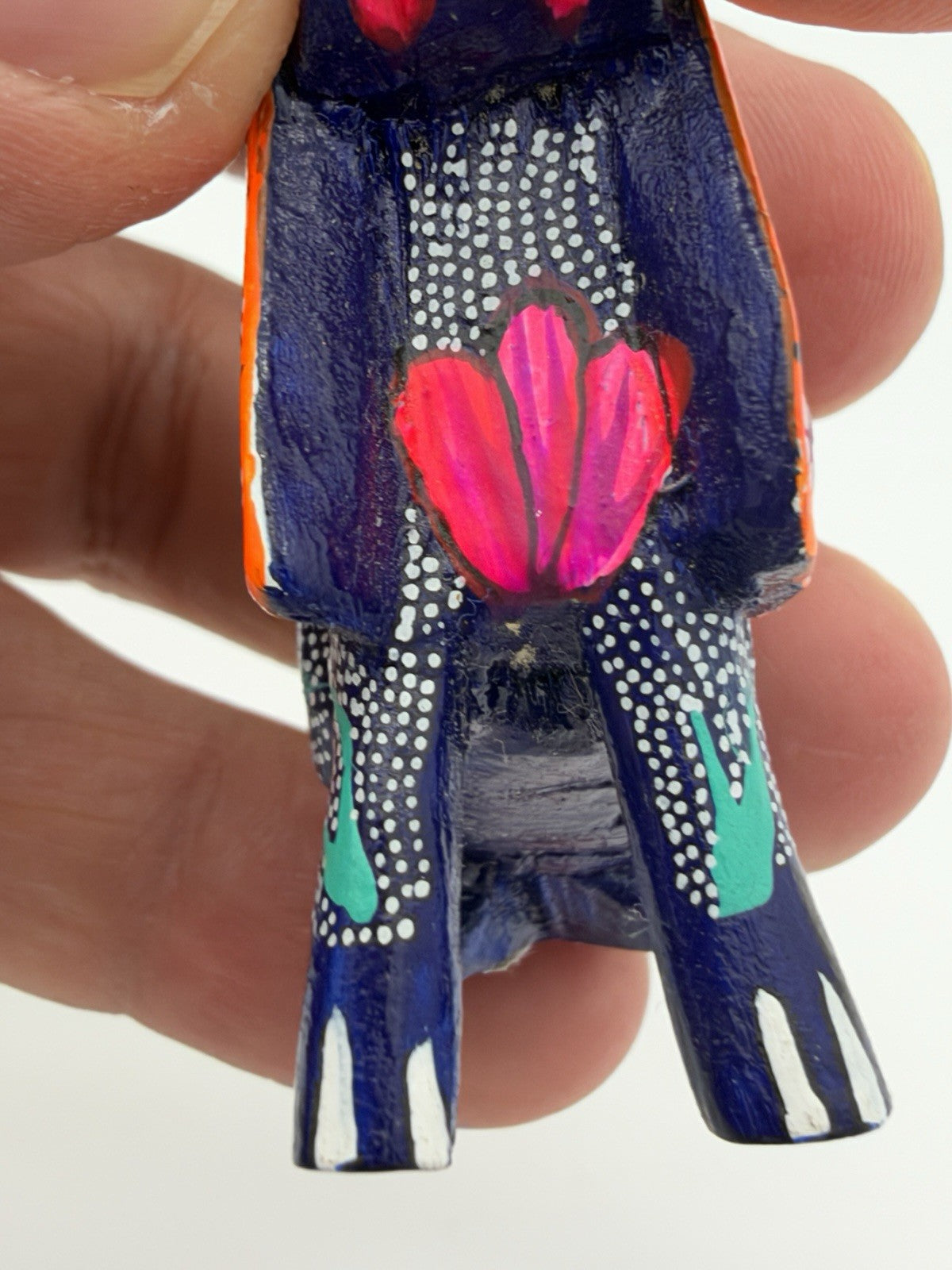 Alebrije Oaxacan Wood Carving Folk Art Hand Painted Floral Dog Miniature Figurin