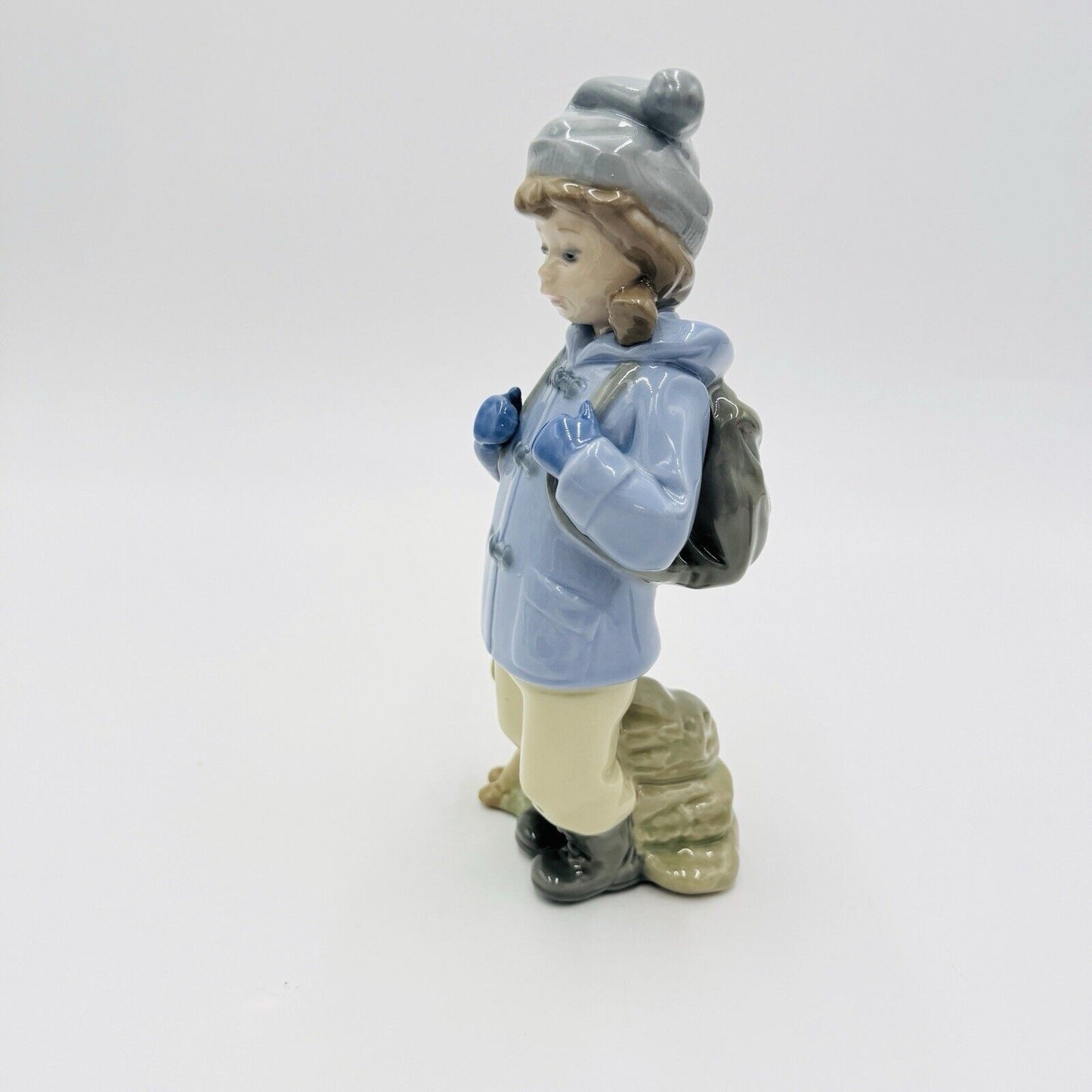 Nao By Lladro Spain Porcelain Figurine #1038 Retired Traveling Girl With Puppy