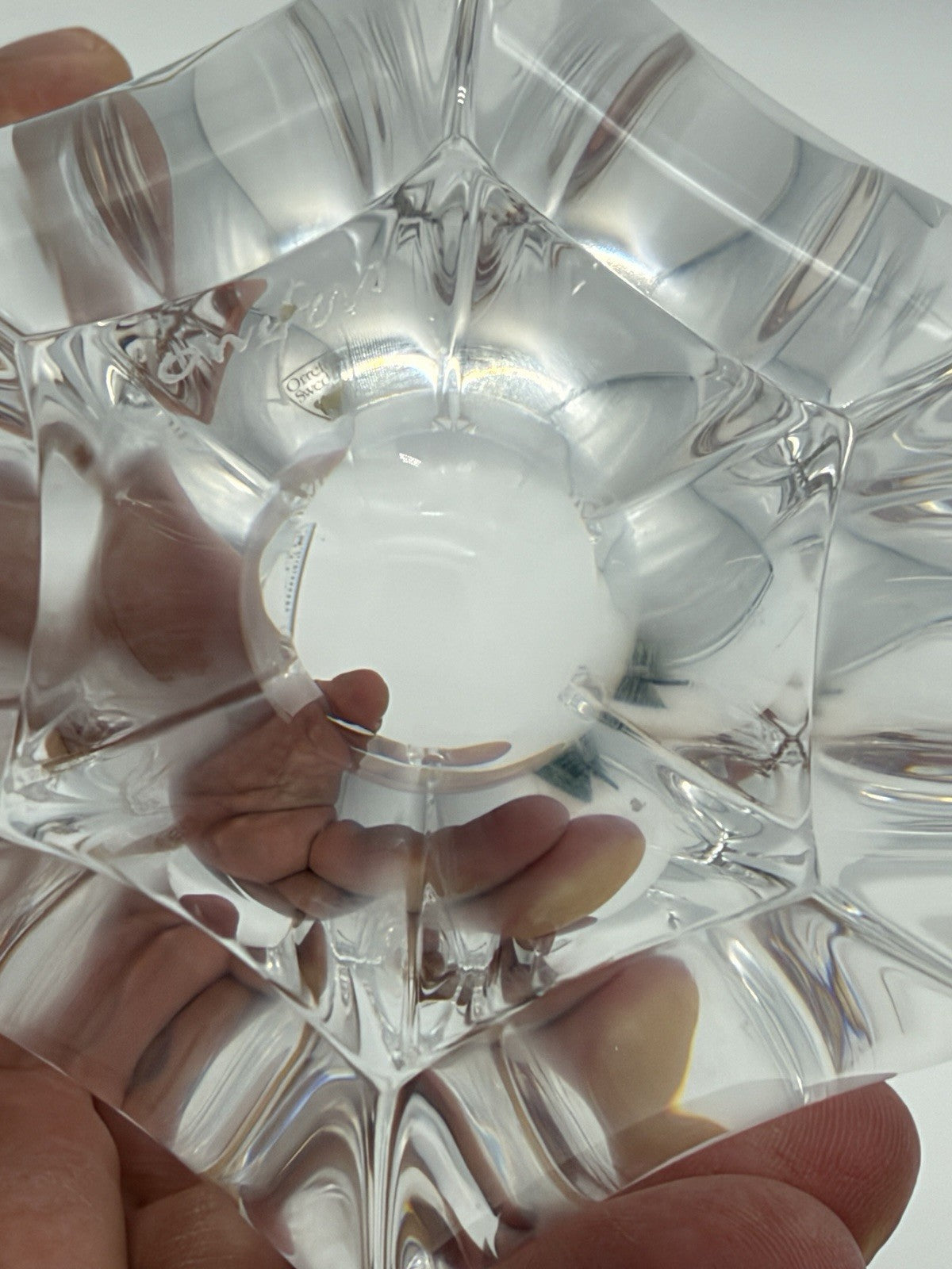 Orrefors Art Crystal Belle Tulip Vase Bowl Votive Candle Holder Johannson 4”