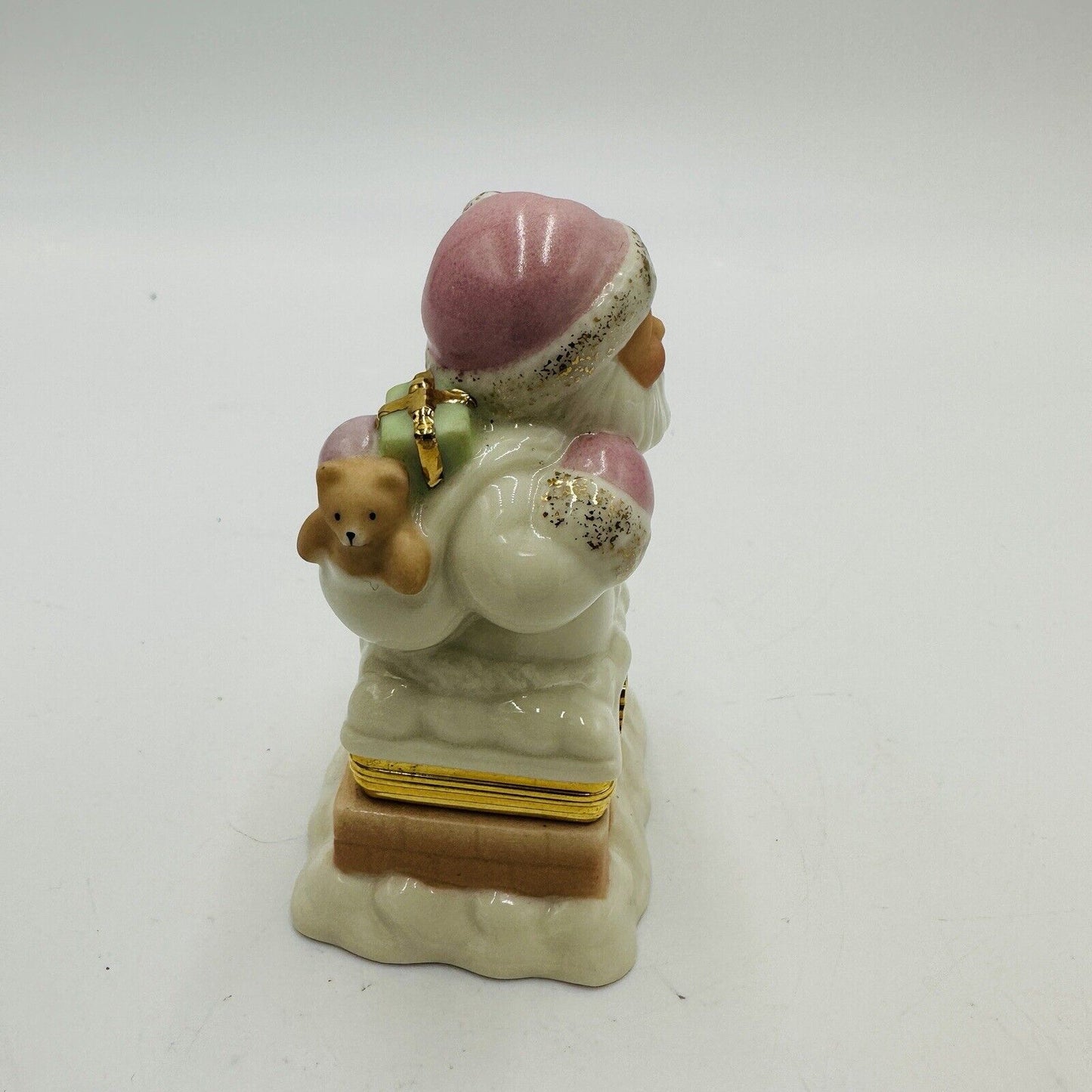 Lenox Santa's Porcelain Special Delivery Trinket Box Teddy Bear Charm Treasures