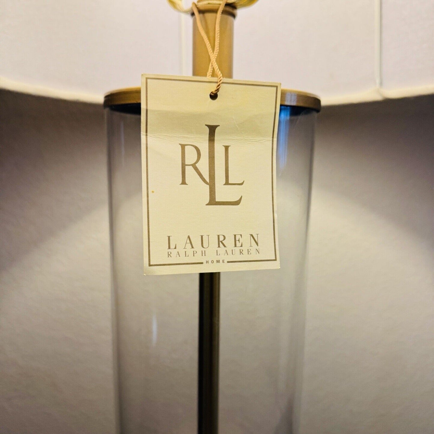 Ralph Lauren Payton MODERN CHIC BRASS & GLASS 27” Cylinder Gold Tone Table Lamp