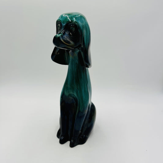 MCM Blue Mountain Canada Pottery 13 1/2in Tall Hound Dog Green Figurine