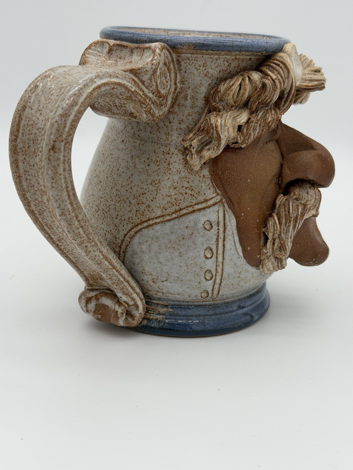 John Coiner Art Pottery Ugly Face/old Man Coffee Mug Folk Art Signed 1993 Large