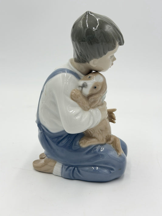 NAO by Lladro Spain Porcelain Boy with Puppy Forever Friends Figurine