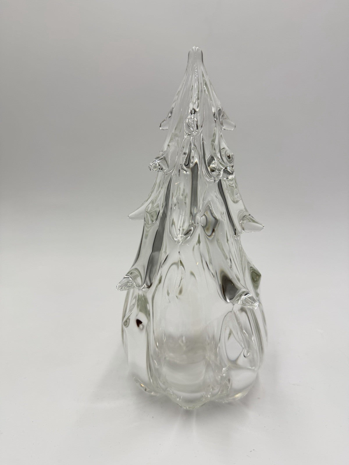 Anchor Bend Art Glass Clear Hand Blown Signed Christmas Tree 8.5" Tall Decor