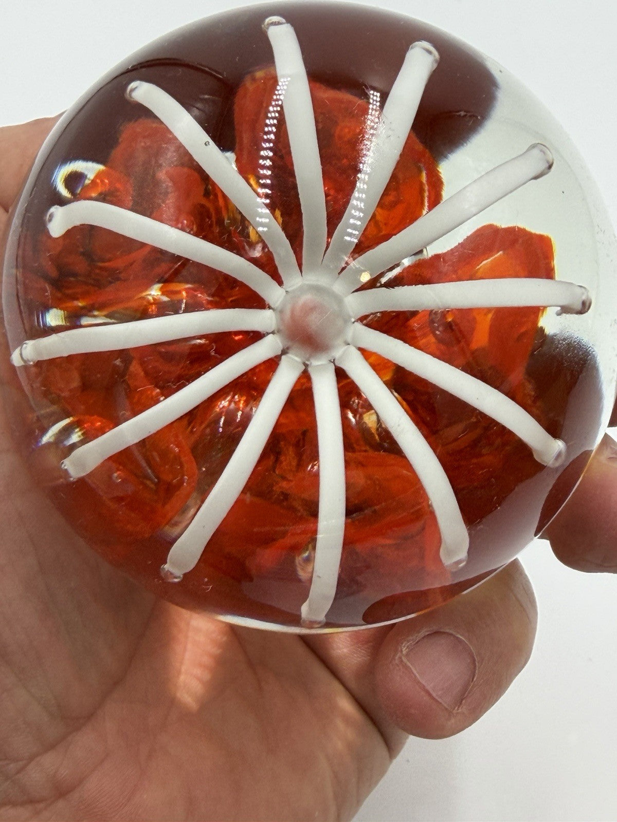 Vintage Joe Zimmerman Art Glass Paperweight Signed Floral Studio Designed 3”H