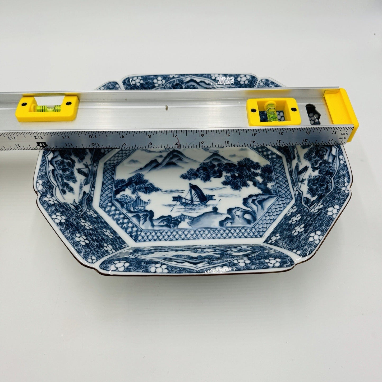 Japanese Serving Platter Victorian Antique Satsuma Dish Blue White