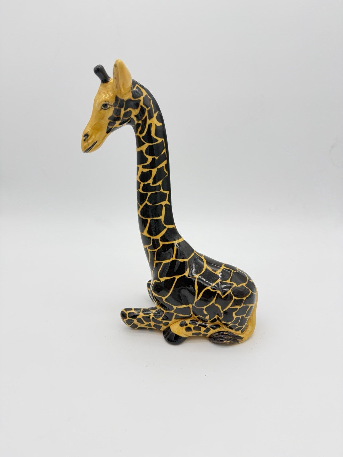 Studio Art Pottery Ceramic Giraffe Painted 10” Sculpture Signed Vintage Rare