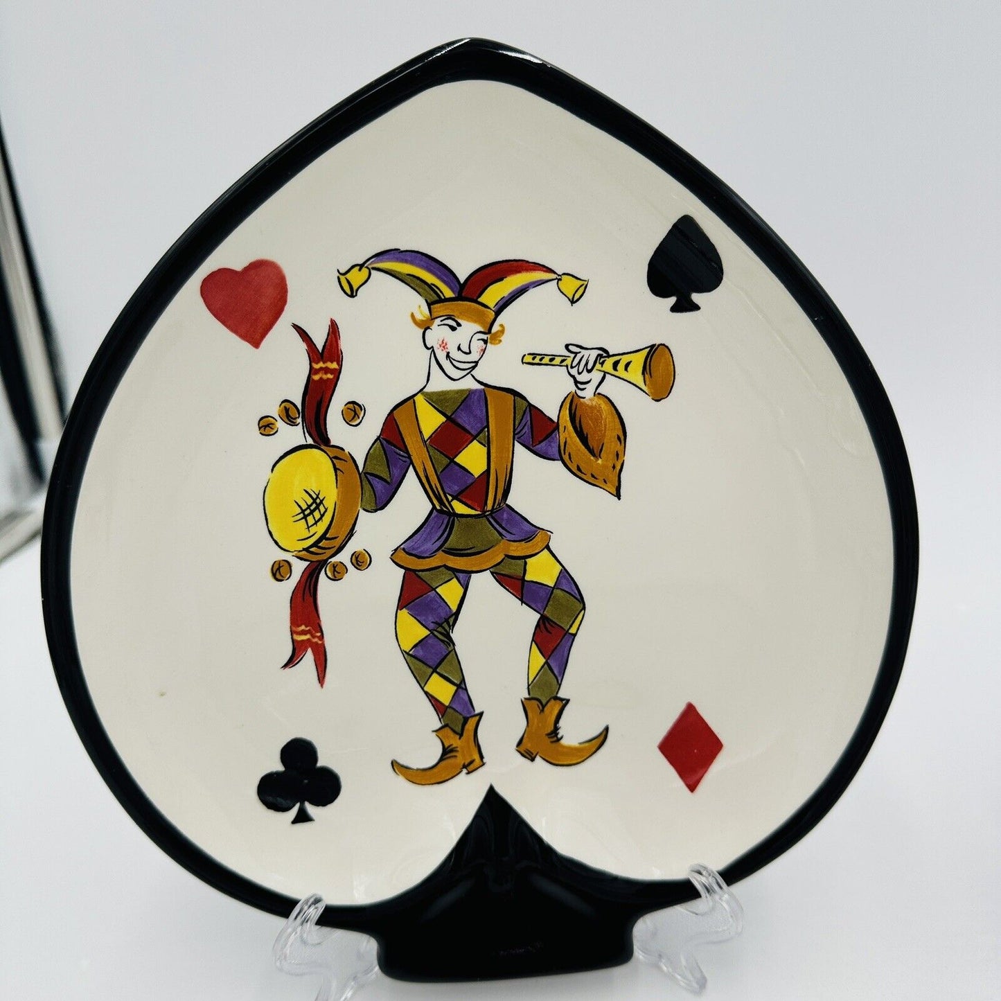 Tabletops Poker Plates Ceramic Hand Painted Gallery King of Hearts Set of 4