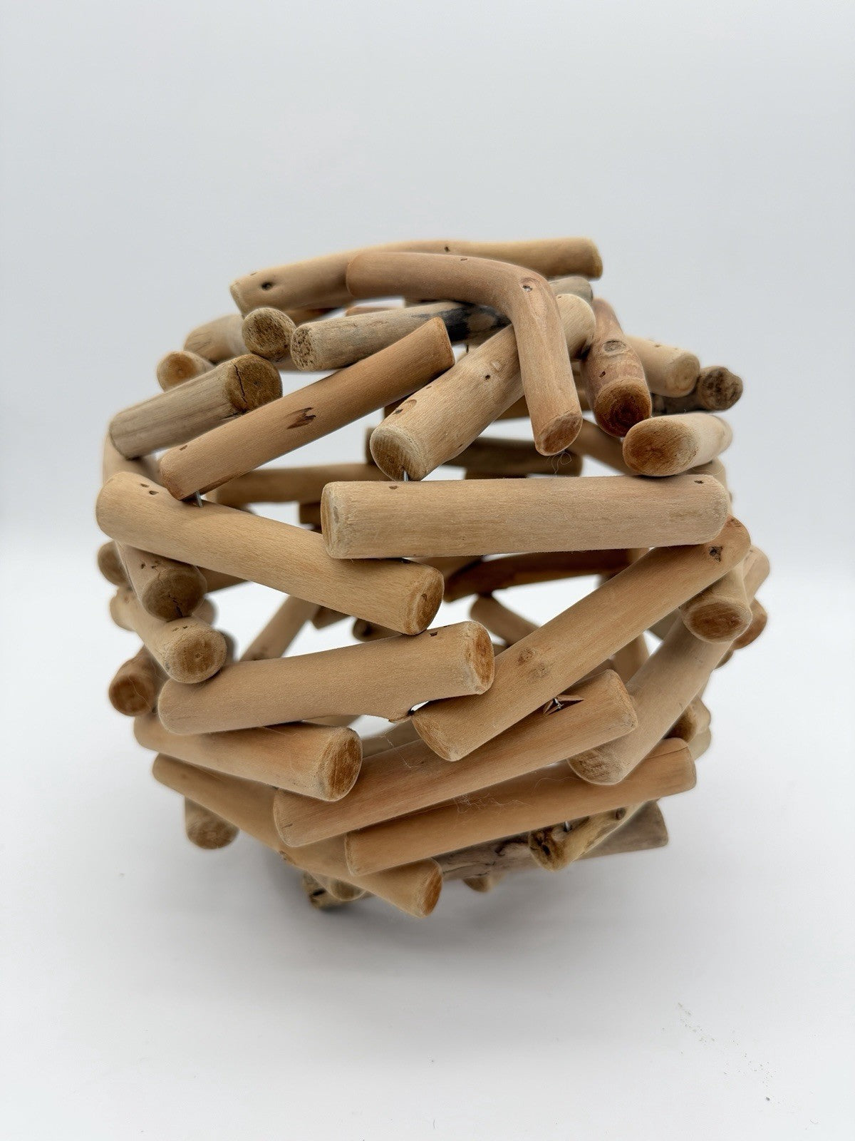Folk Art Wood rustic nautical decor 9-inch driftwood ball Hand Made