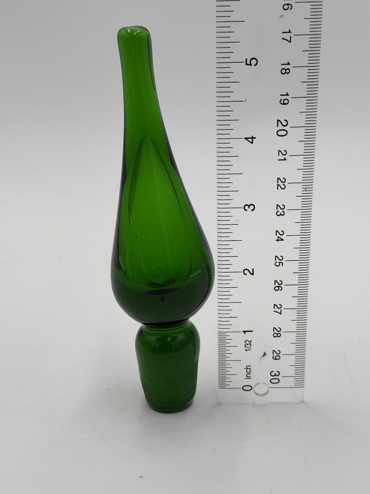 MCM Blenko Crackle Decanter Art Glass Stopper ONLY Green Emerald Hand Blown 5.5”