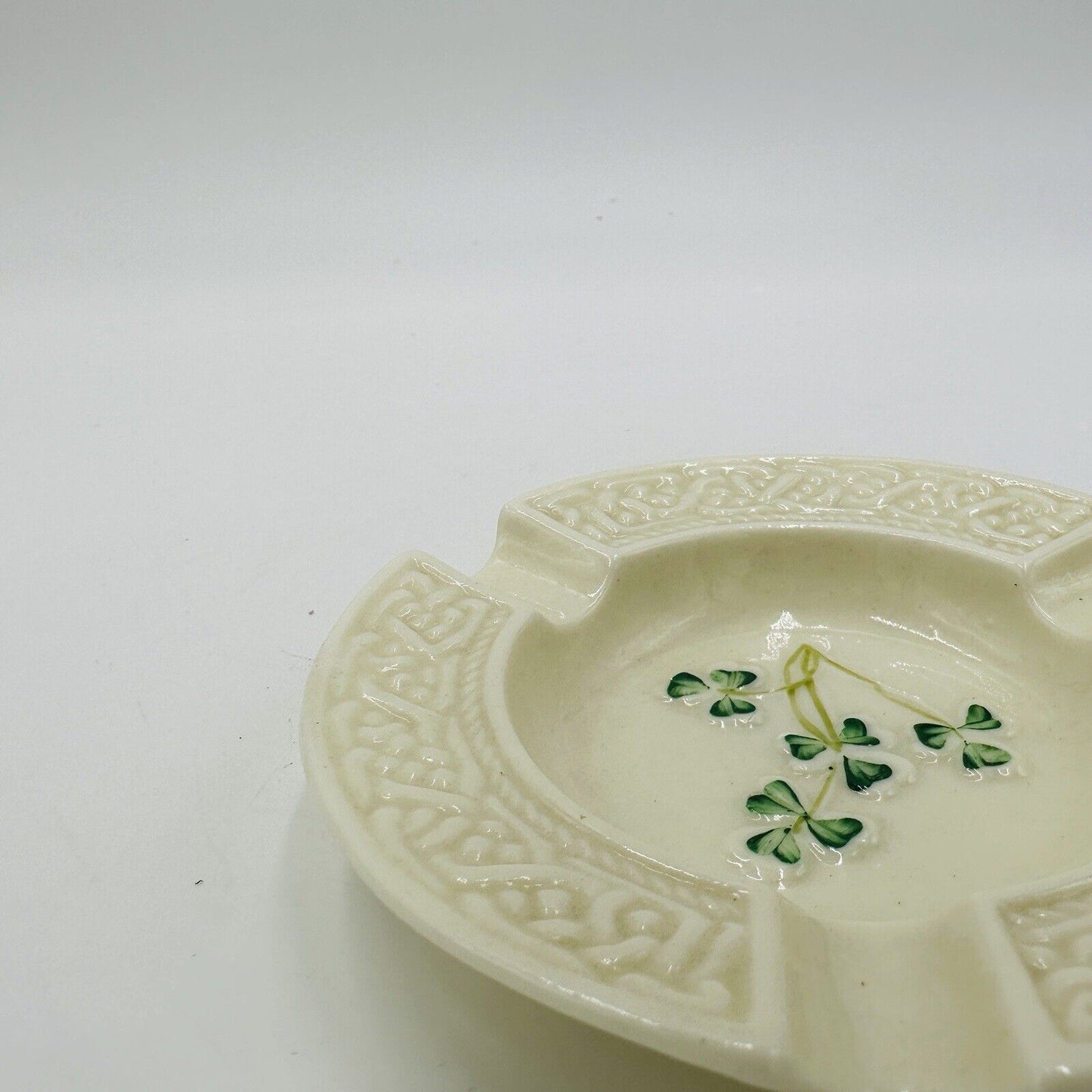 Belleek Ashtray Shamrocks 6th mark 1965 -1980 Ireland Small Vintage Porcelain