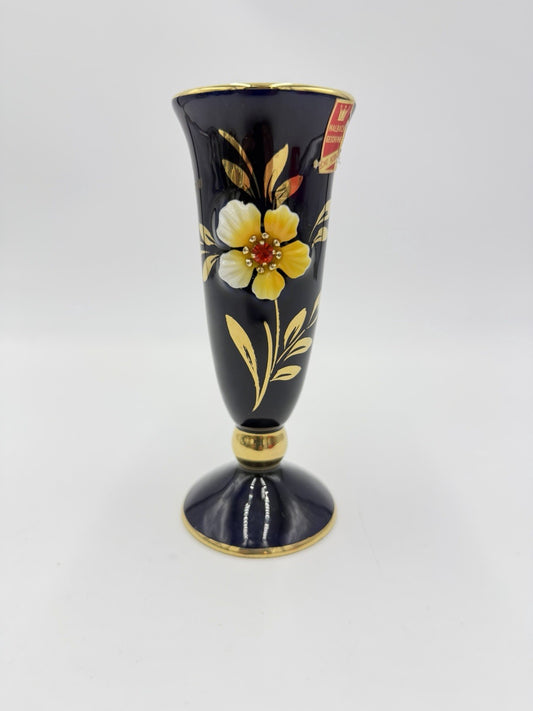 Antique Ges Gesch Geschenke Germany Cobalt Blue Gold Flowers 5”H Porcelain