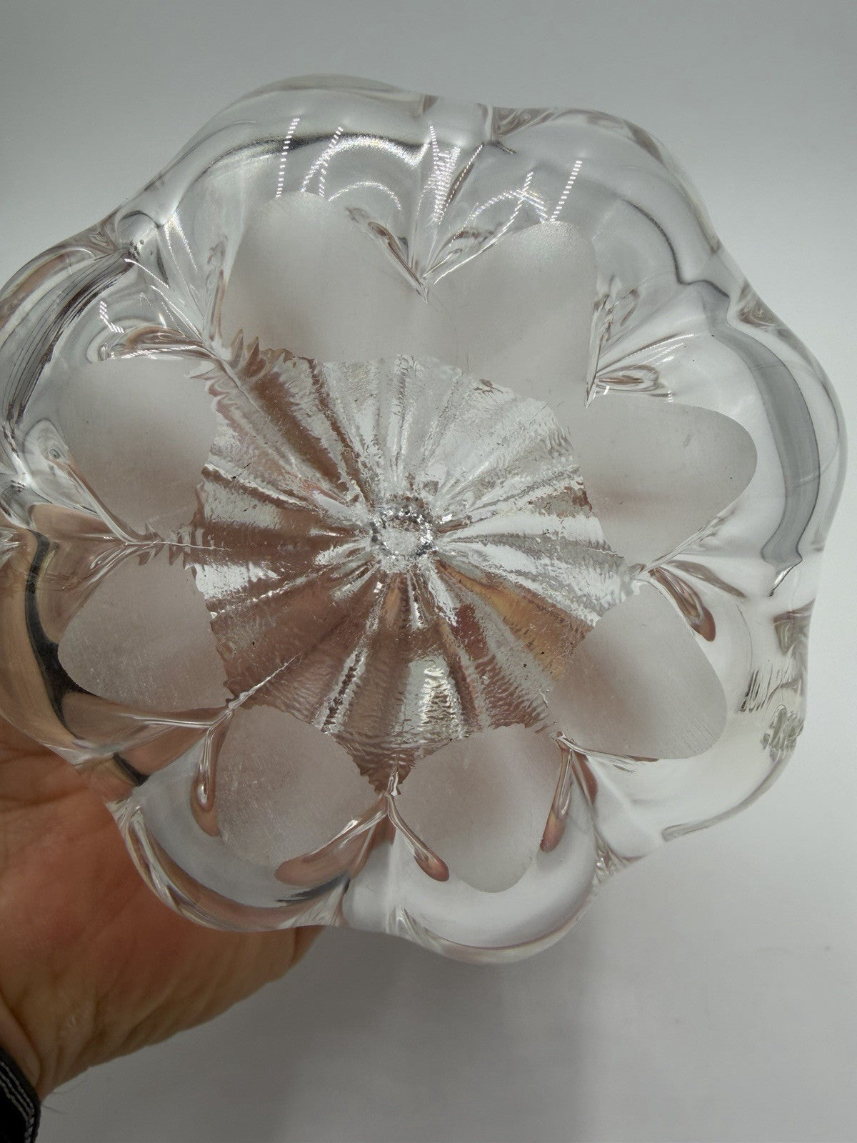 Anchor Bend Art Glass Clear Hand Blown Signed Christmas Tree 8.5" Tall Decor