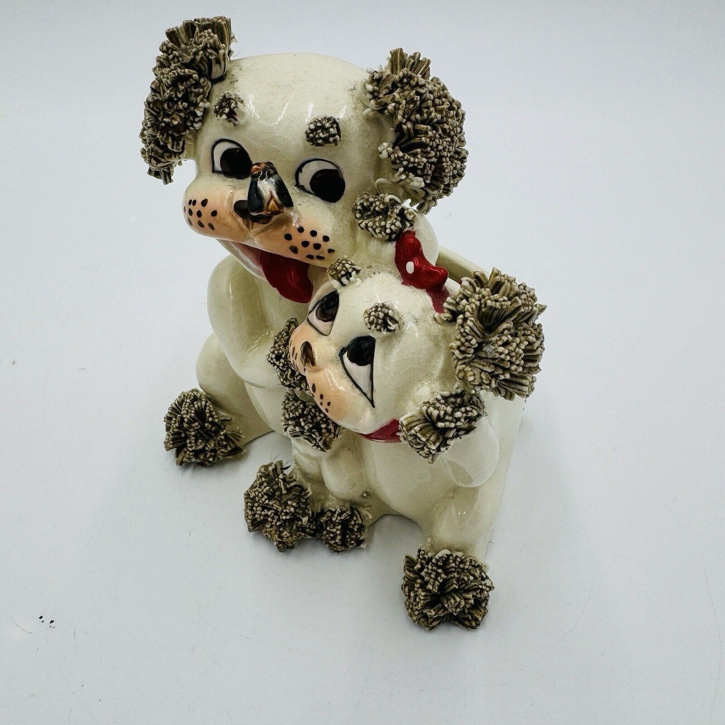 Vintage lefton Spaghetti Hair Dog planter figurine Made in Japan Ceramic 1950’