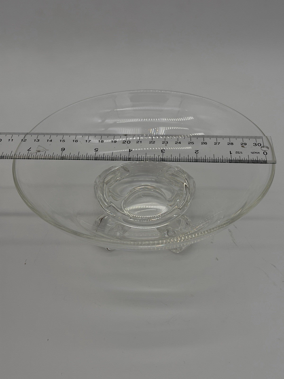 Vintage Steuben John Dreves Designed 7.5” Scroll Footed Glass Bowl Signed