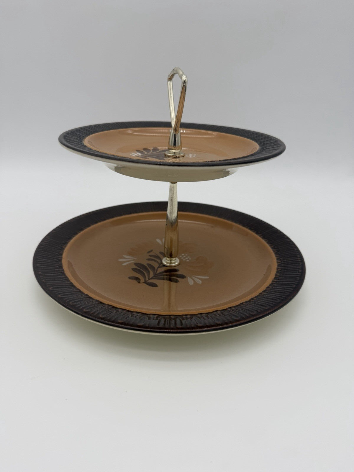 Rare Red Wing Pottery Ceramastone Heatherstone two-tiered Server tray #227