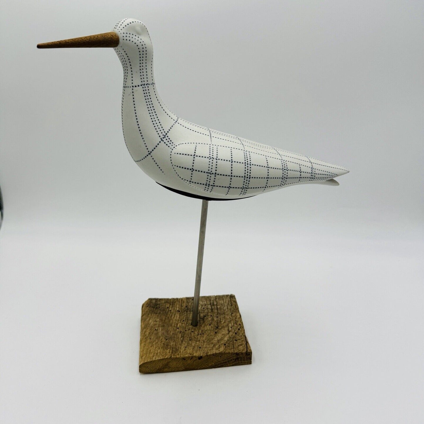 White and Blue Seagull Bird Sculpture Nautical Lake House Sea Ocean Decor