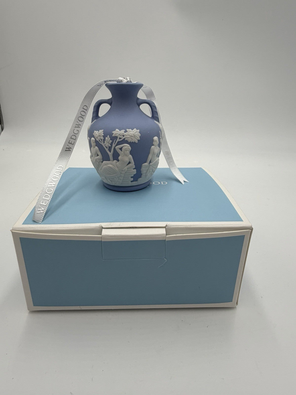 Wedgwood Jasperware Blue Miniature Vase Christmas Ornament Boxed