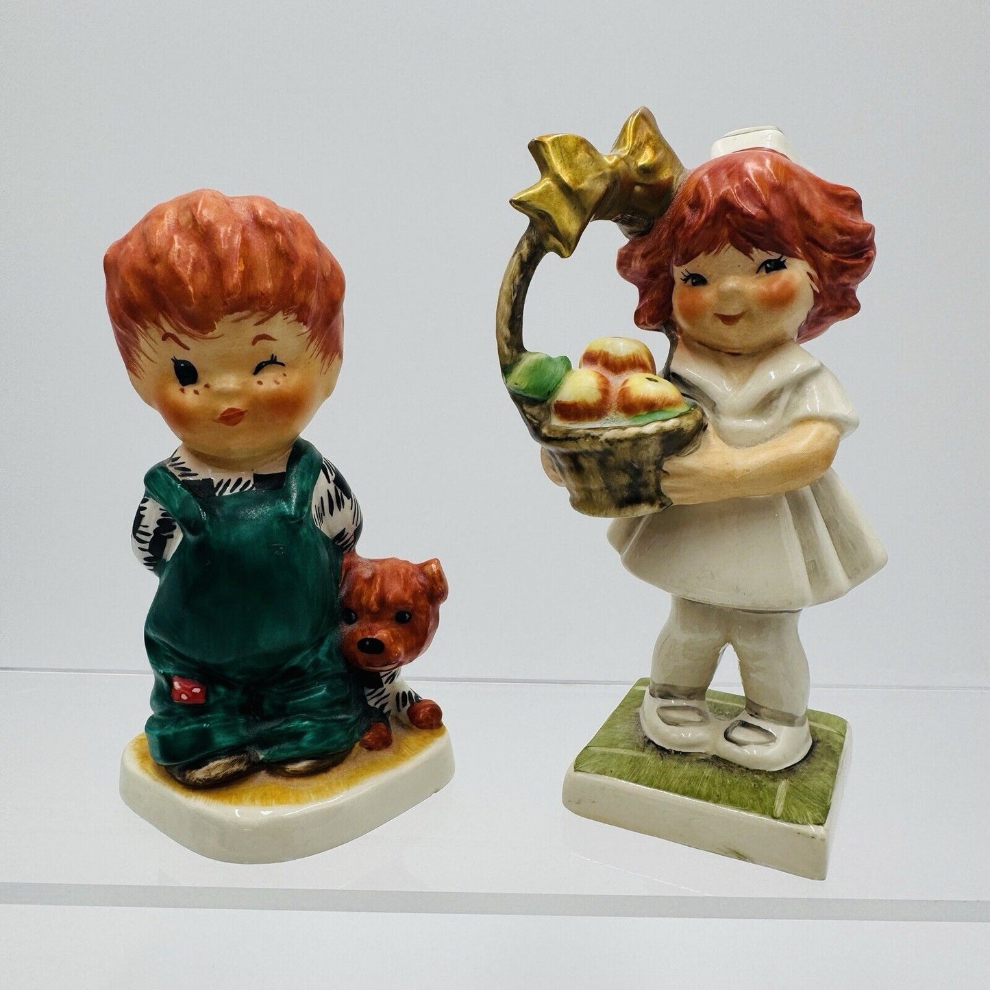 Goebel Red Heads Figurines Cheer Up Nurse Boy W/ Dog Germany 1967 Charlot Byj