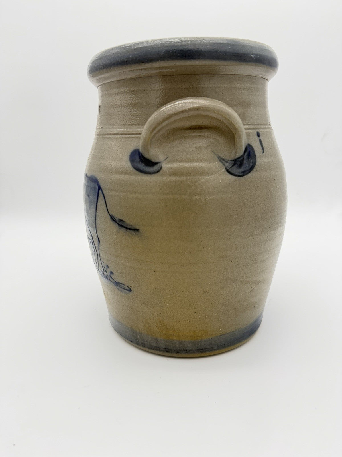 Rowe Pottery Works Lidded Canister Cow Salt Glaze Stoneware 10.75” Gallon 1990