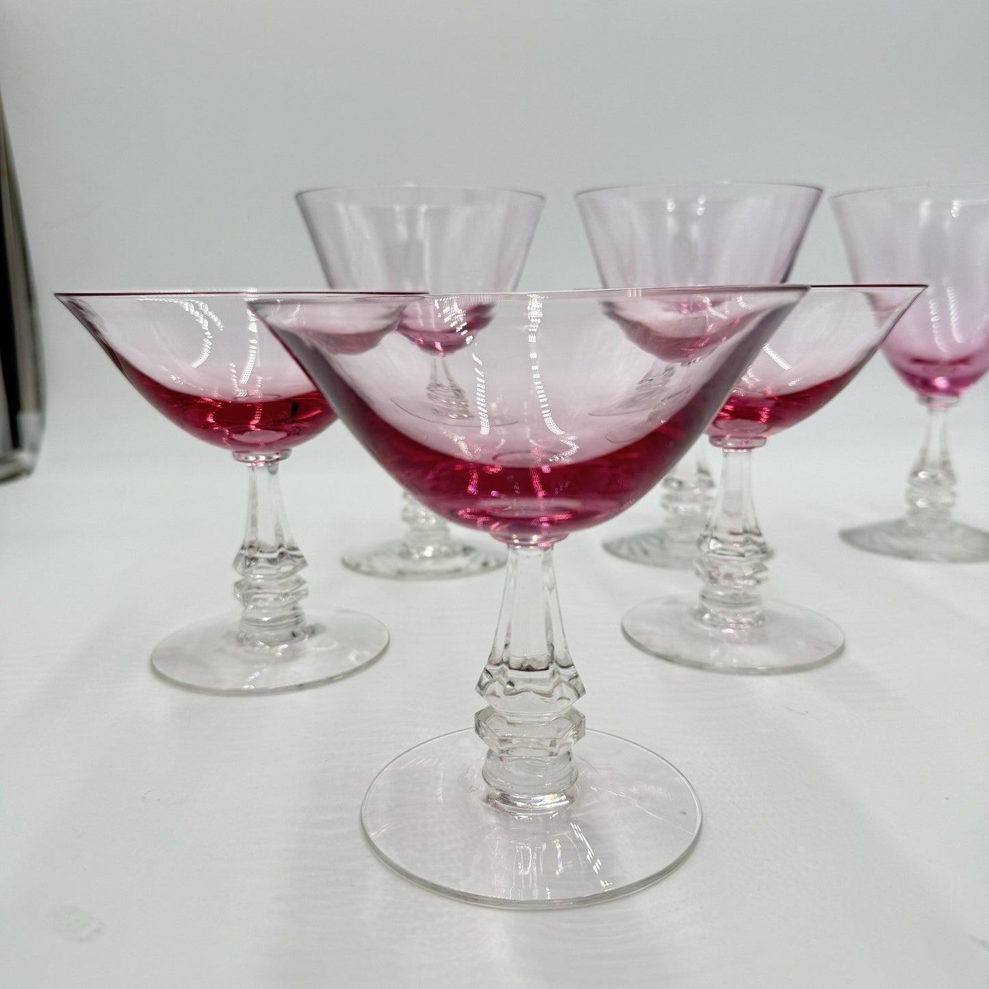 TIFFIN FRANCISCAN WISTARIA PINK 3 MARTINI SHERBET 3 Wine Glasses Set