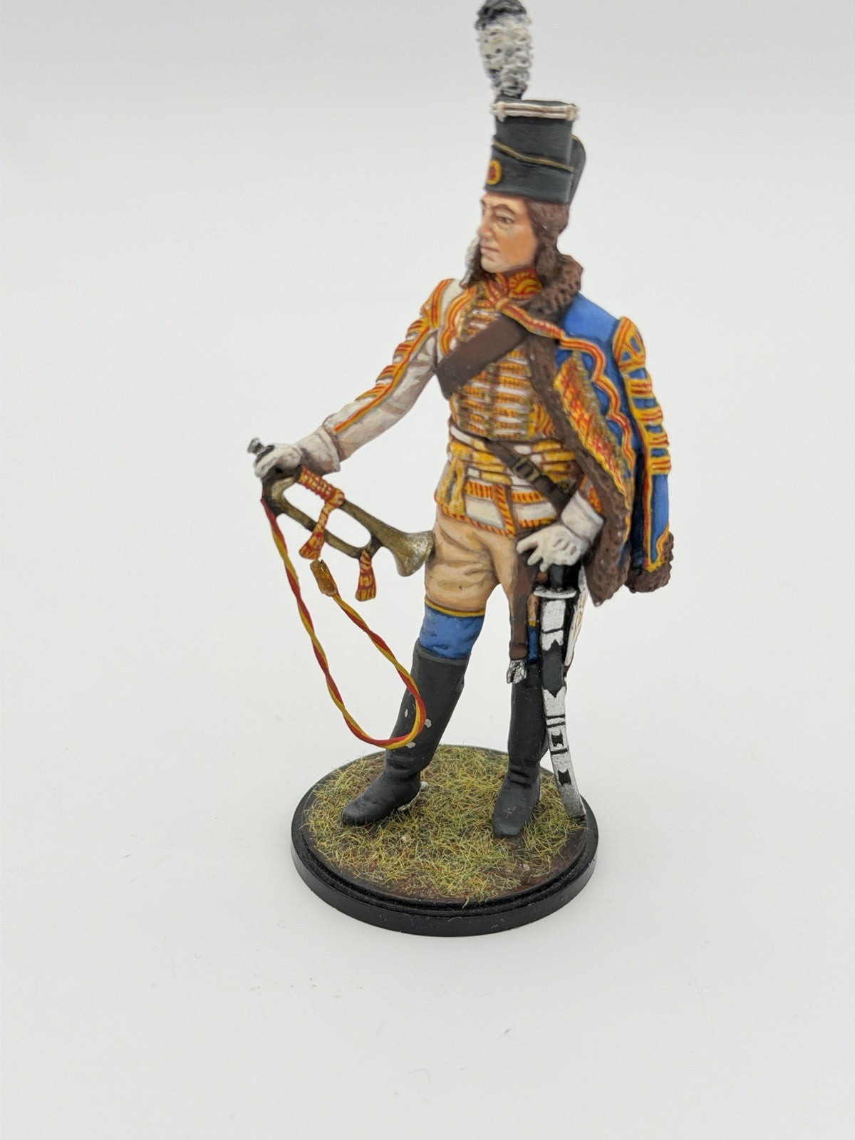 Hand Painted Metal Soldier Prussian Hussar Trumpeter 1750s Scale 1:18 Soldier