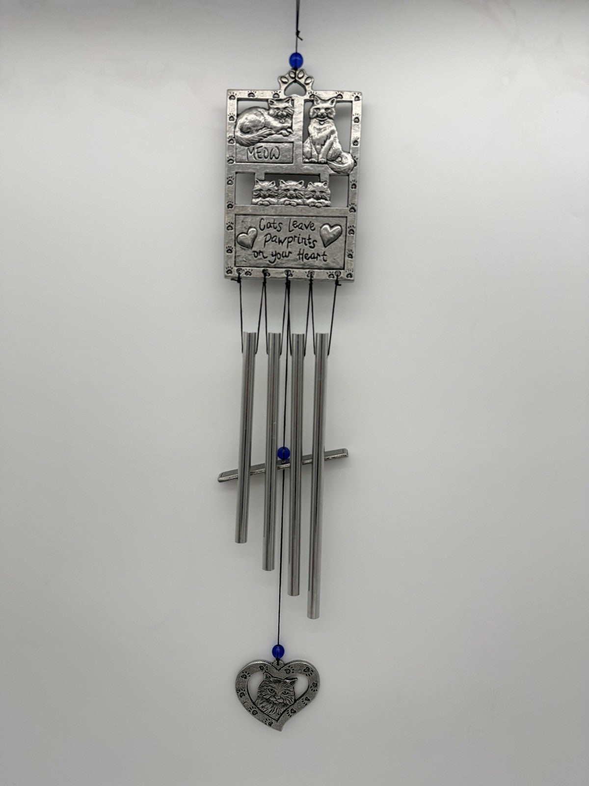 Carson Home Accents Heartnotes Wind Chime cat You left paw prints on my heart