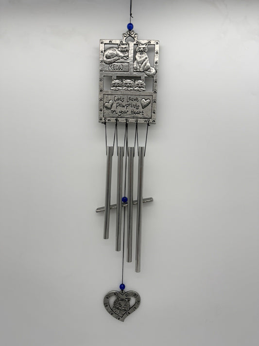 Carson Home Accents Heartnotes Wind Chime cat You left paw prints on my heart