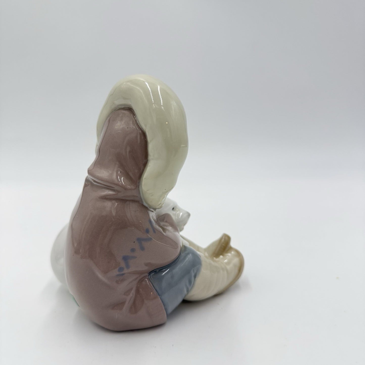 LLADRO Spain Porcelain Eskimo Inuit Boy playing  With Polar Bear Cub Figurine