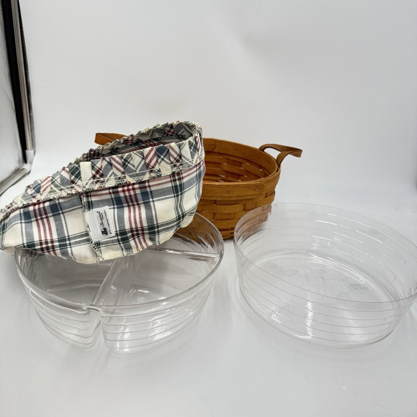Longaberger Round Darning Basket Divided Protector Fruit Liner 1993