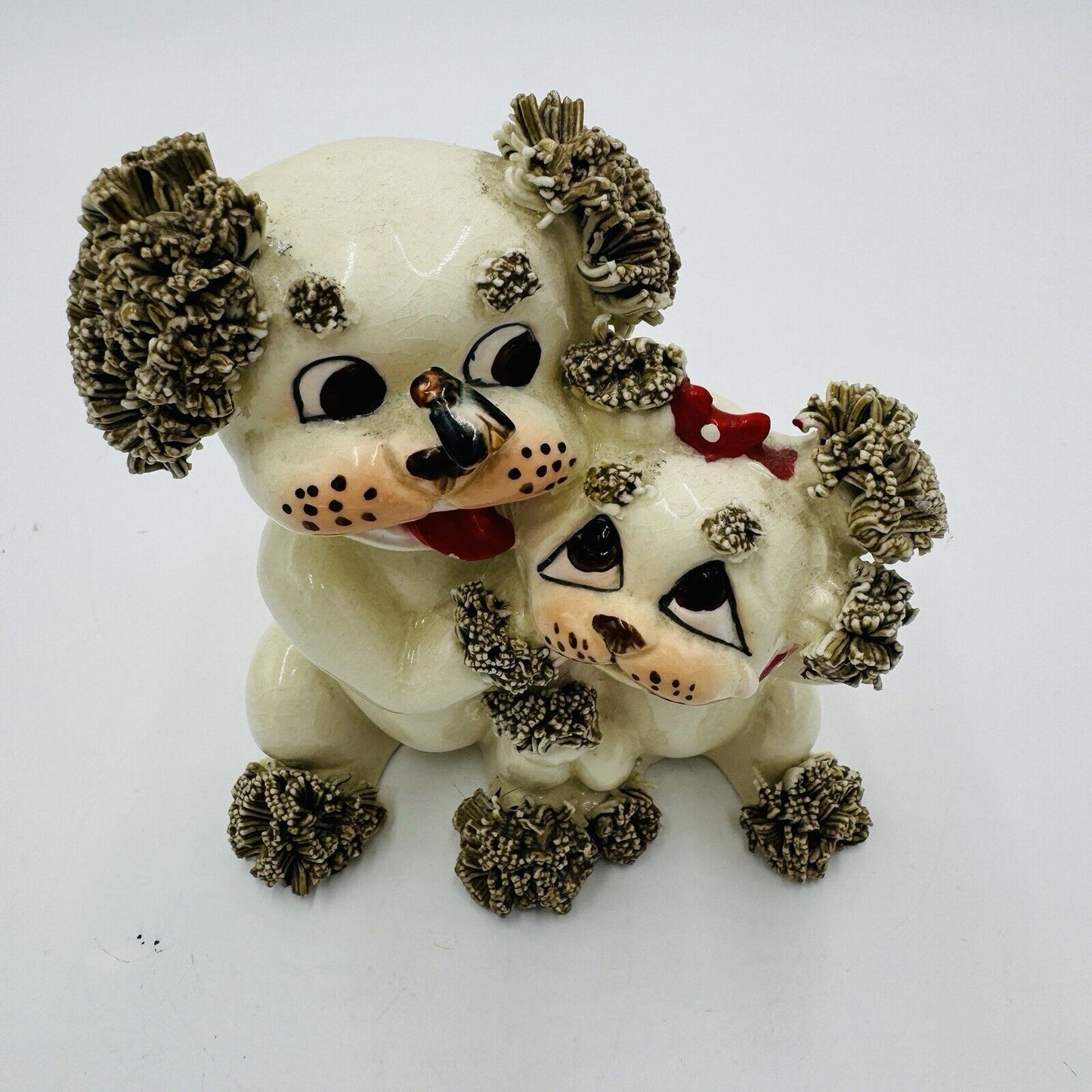 Vintage lefton Spaghetti Hair Dog planter figurine Made in Japan Ceramic 1950’