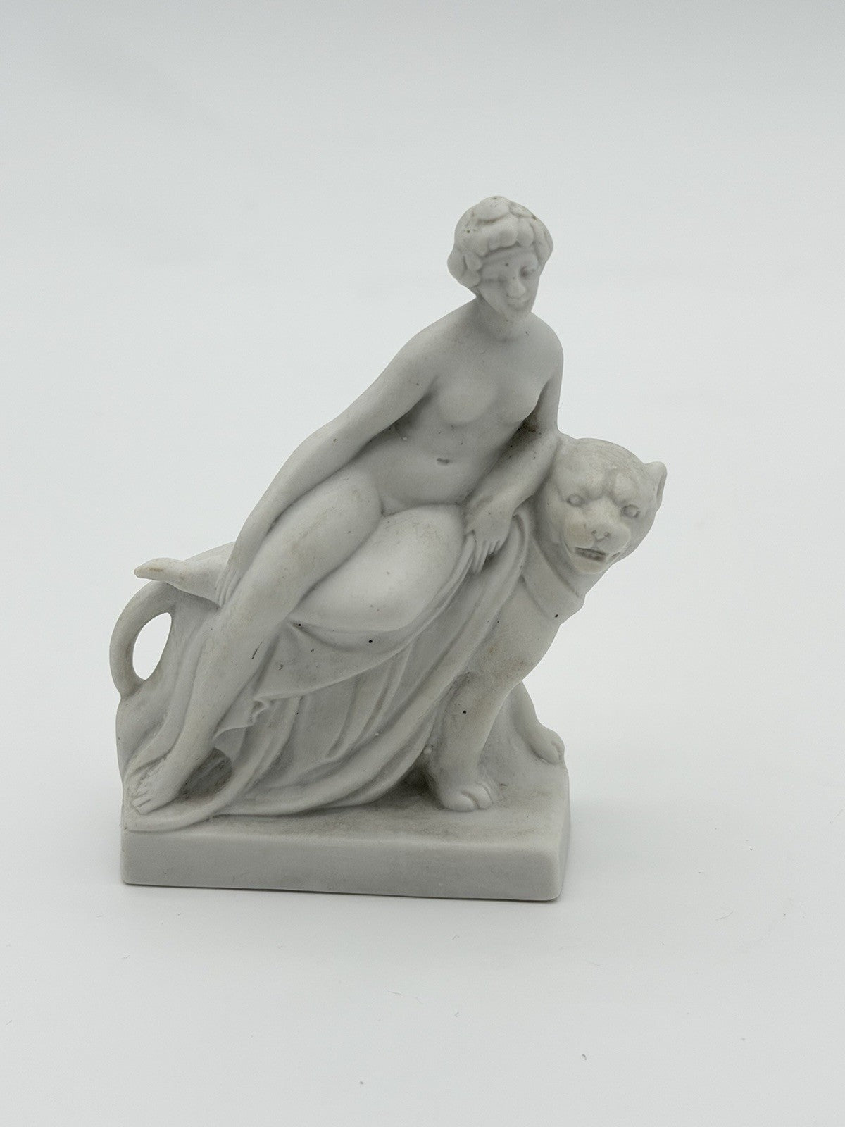 Vtg Ariadne Riding Panther Figurine White Bisque Miniature Figurine Germany 6555
