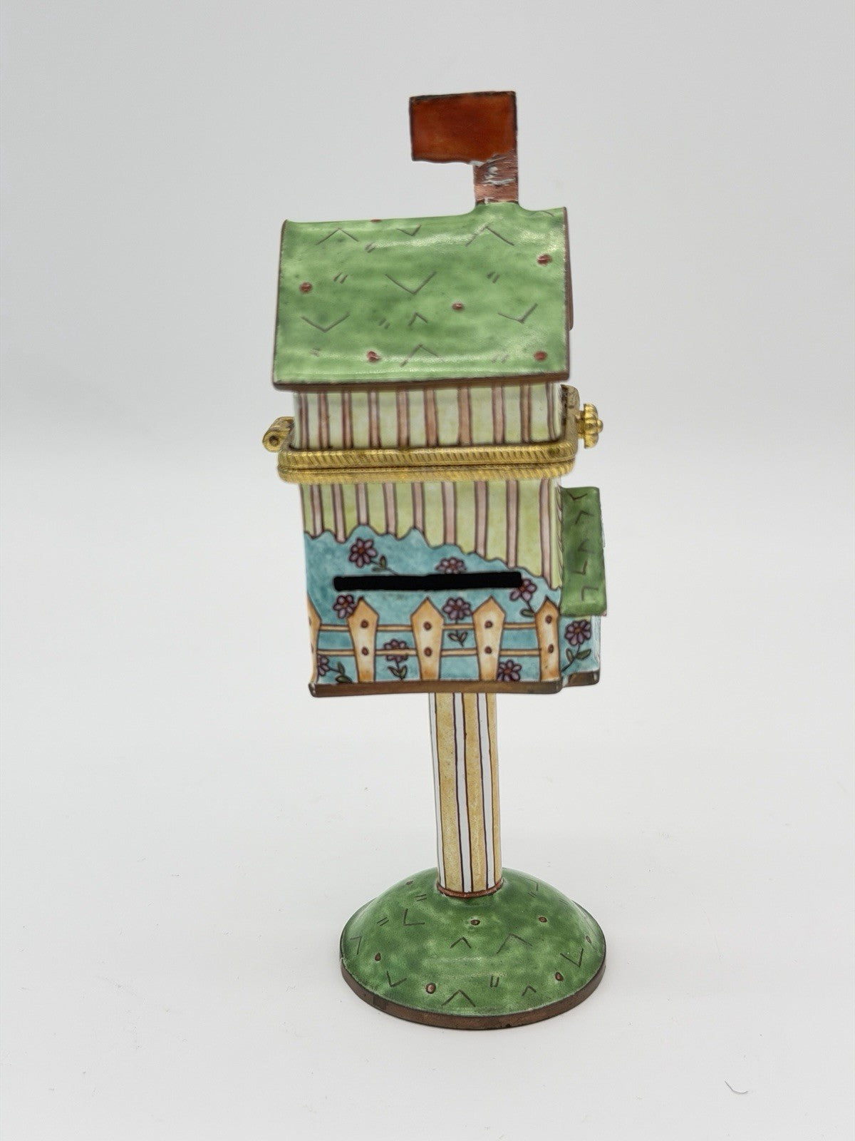 Empress Arts enamel trinket box U.S. Mail mailbox 6”birdhouse