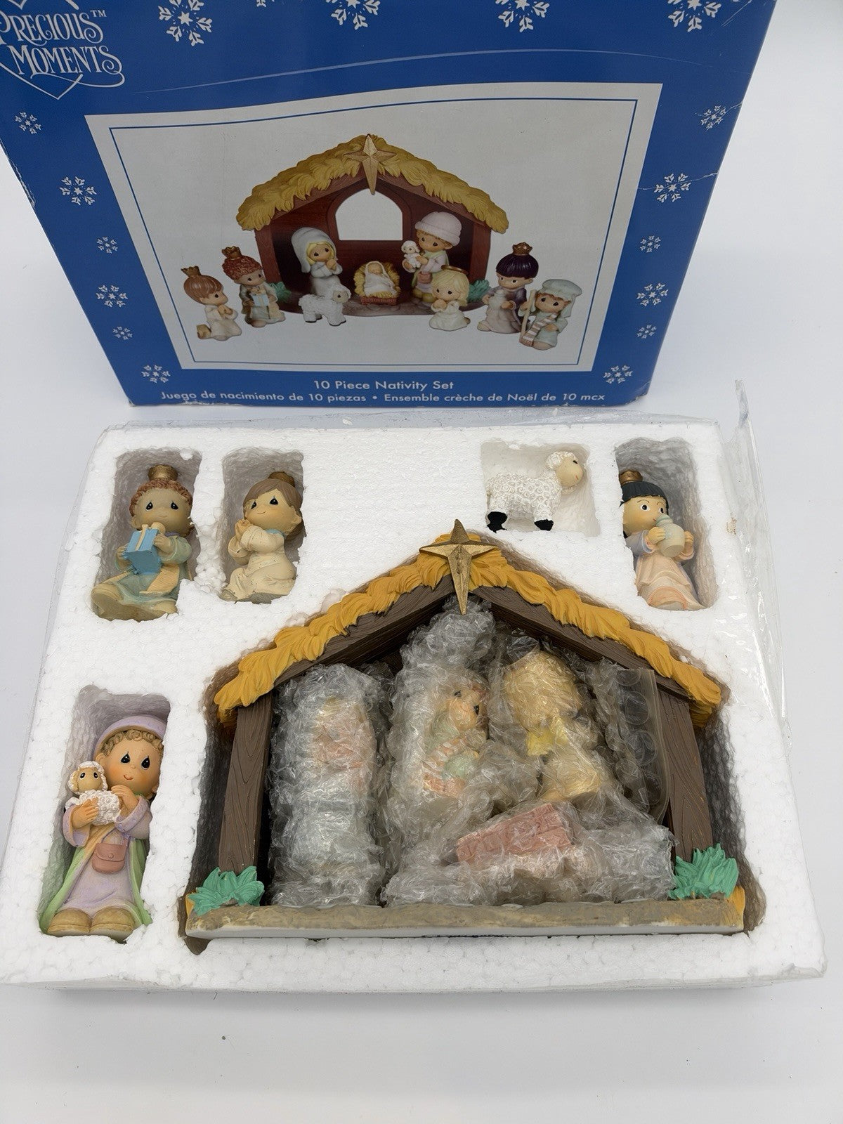 Precious Moments Nativity 10 PCs Christmas 2007 Vintage Resin Mini Figurines Box