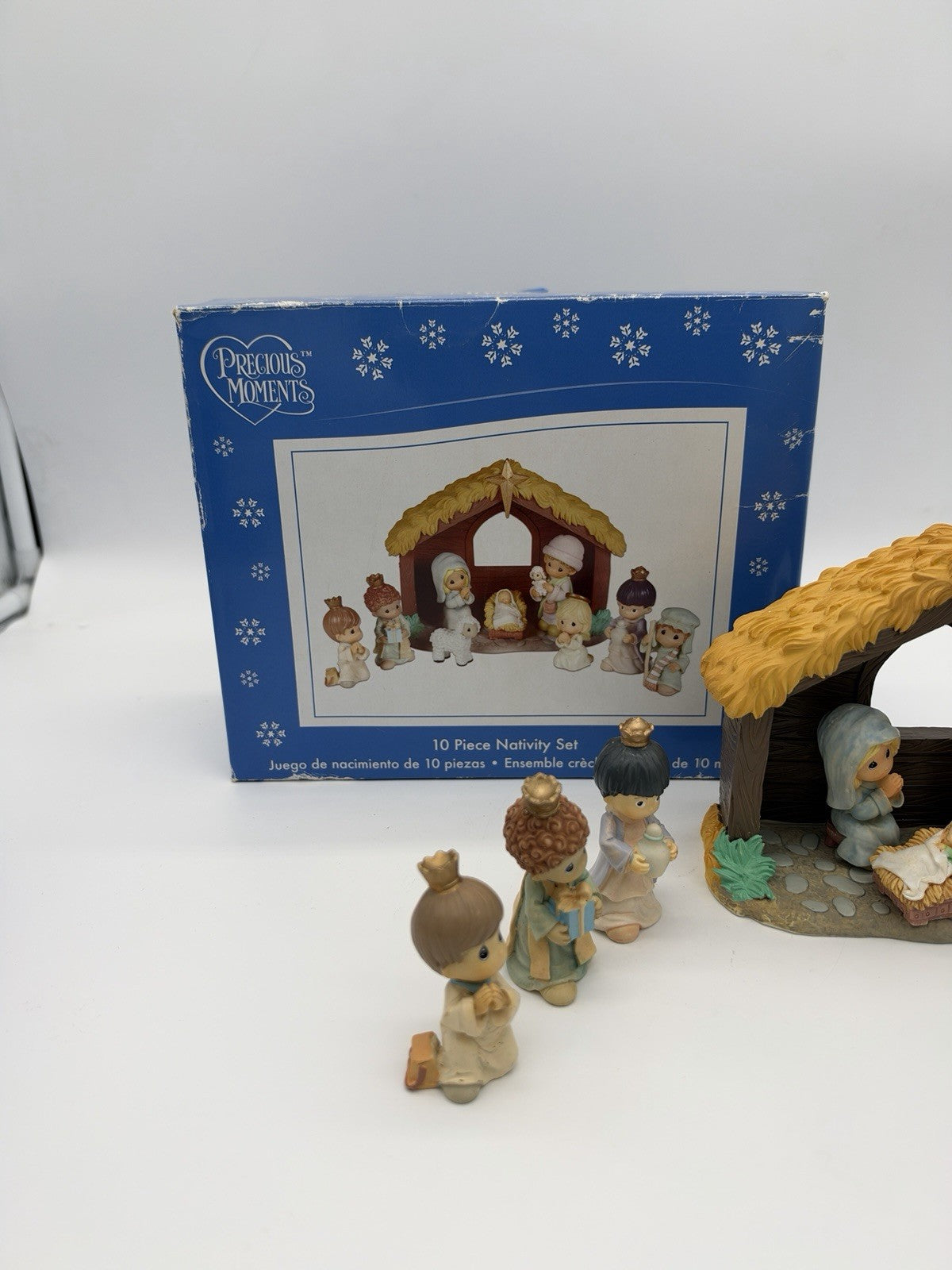 Precious Moments Nativity 10 PCs Christmas 2007 Vintage Resin Mini Figurines Box
