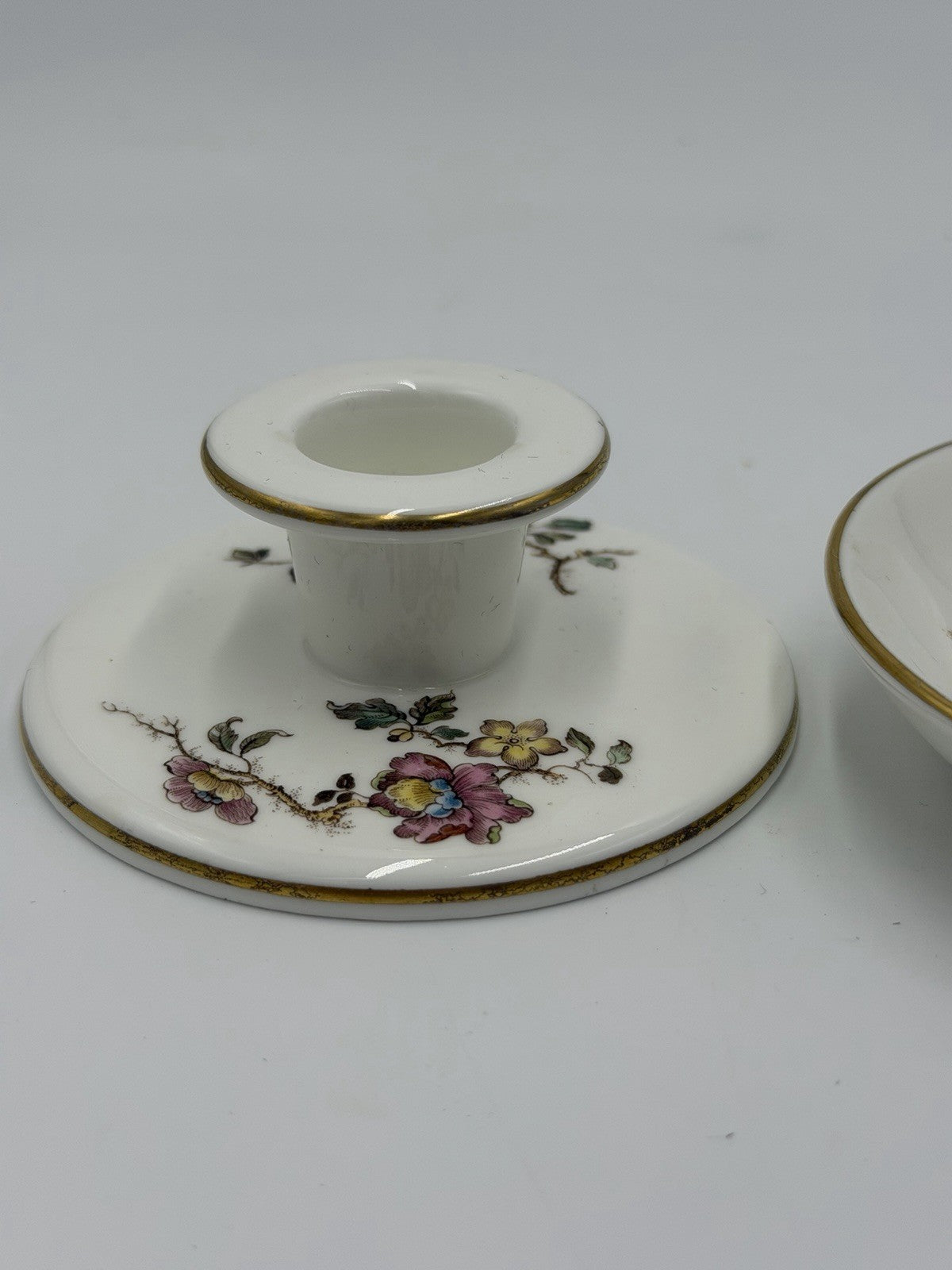 Wedgwood Bone China Taper Candle Holders & Small Tray Set 3 PCs Porcelain Englan