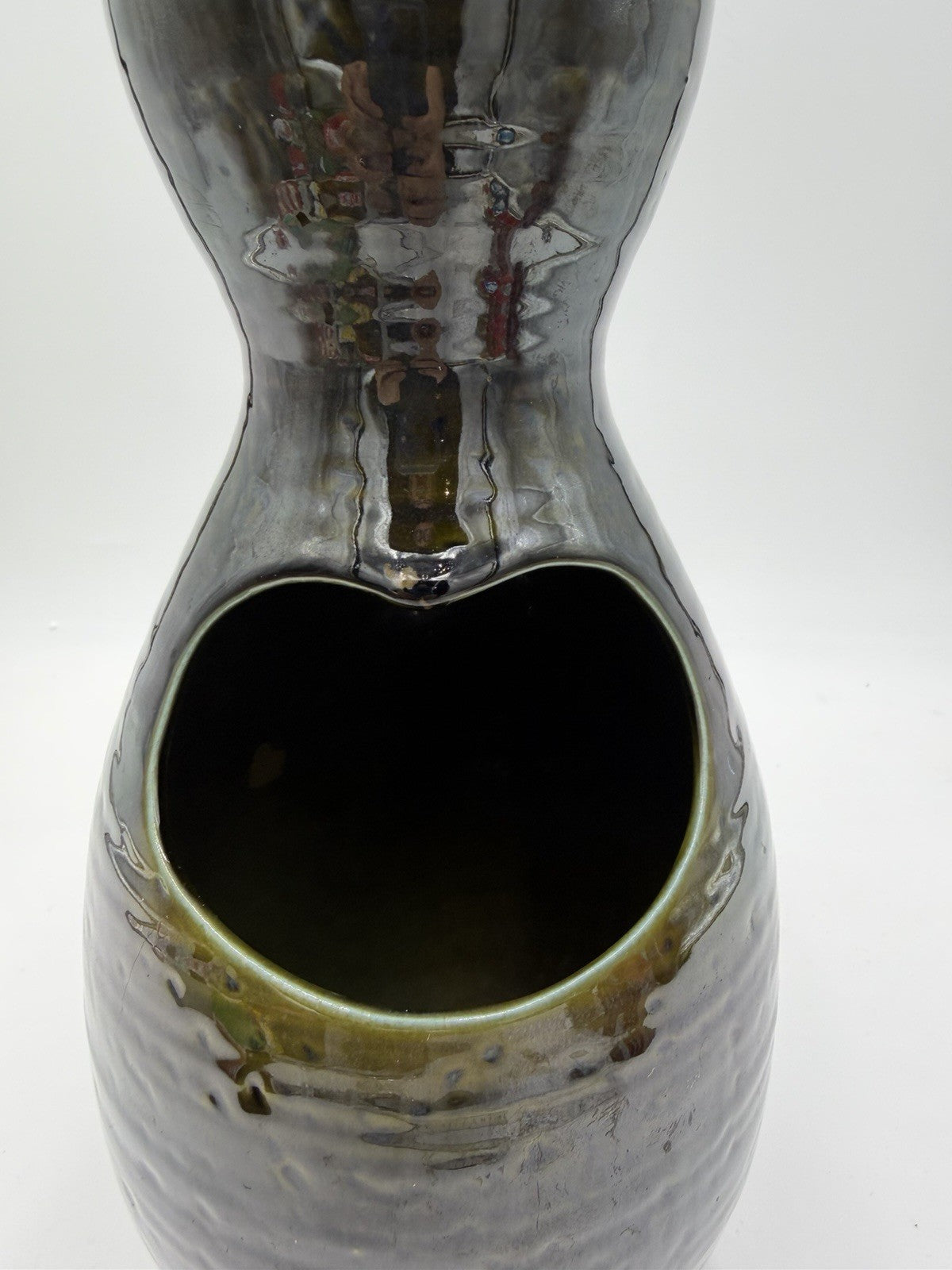 Large MCM Hyalyn RC-7 Gourd Vase 14" 1966 Ikebana Planter Green Olive