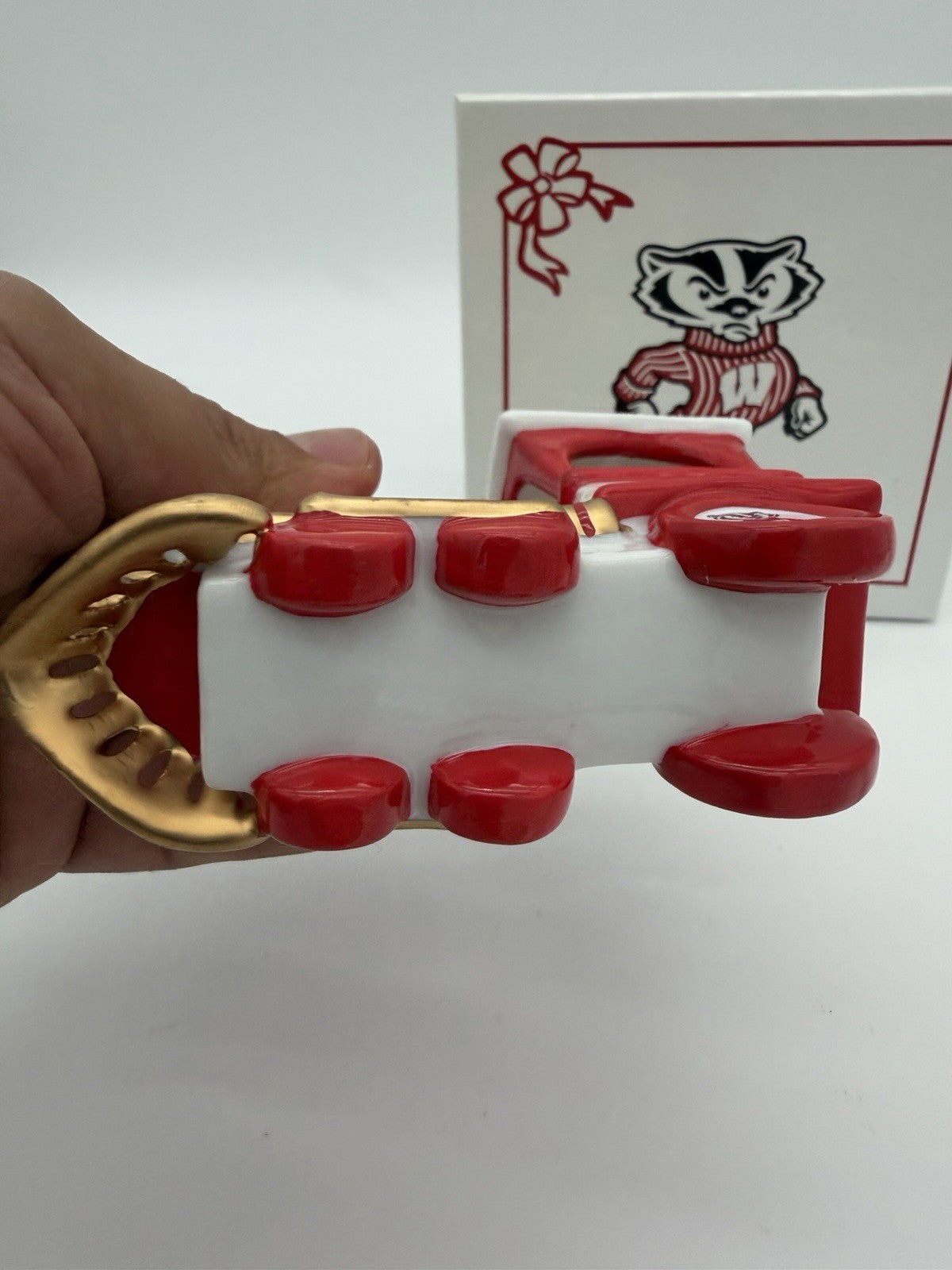 Danbury Mint Wisconsin Badgers Santa Train 2006 Ceramic Christmas Ornament New