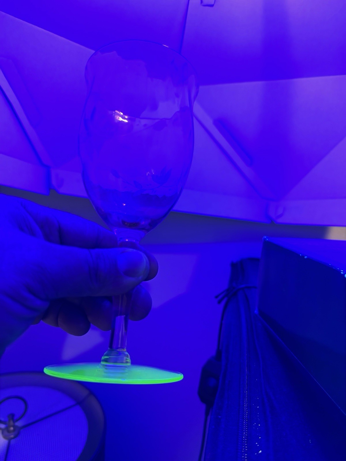 1930 Art Glass Uranium Weston Watermelon Etched Stemmed Wine Glasses 4pcs