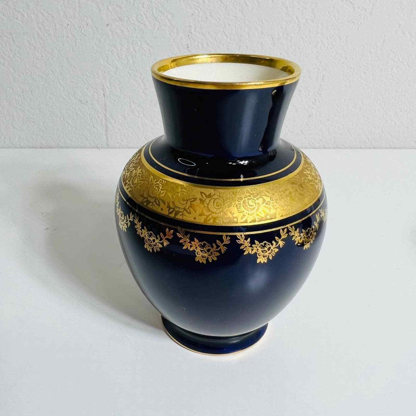 Lindner Kueps Vase Candle Holder Blue Cobalt Set Germany Home Decor Bavaria