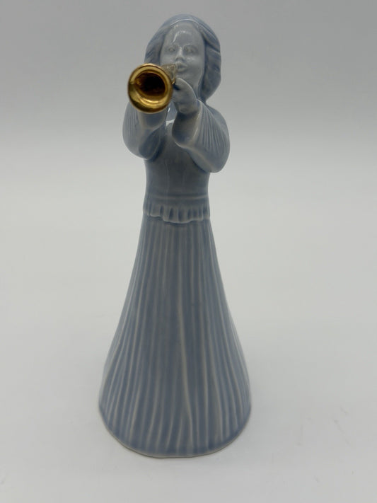 Vtg Agostinelli Italy Art Pottery Porcelain Blue Angel Cherub Painted Figurine
