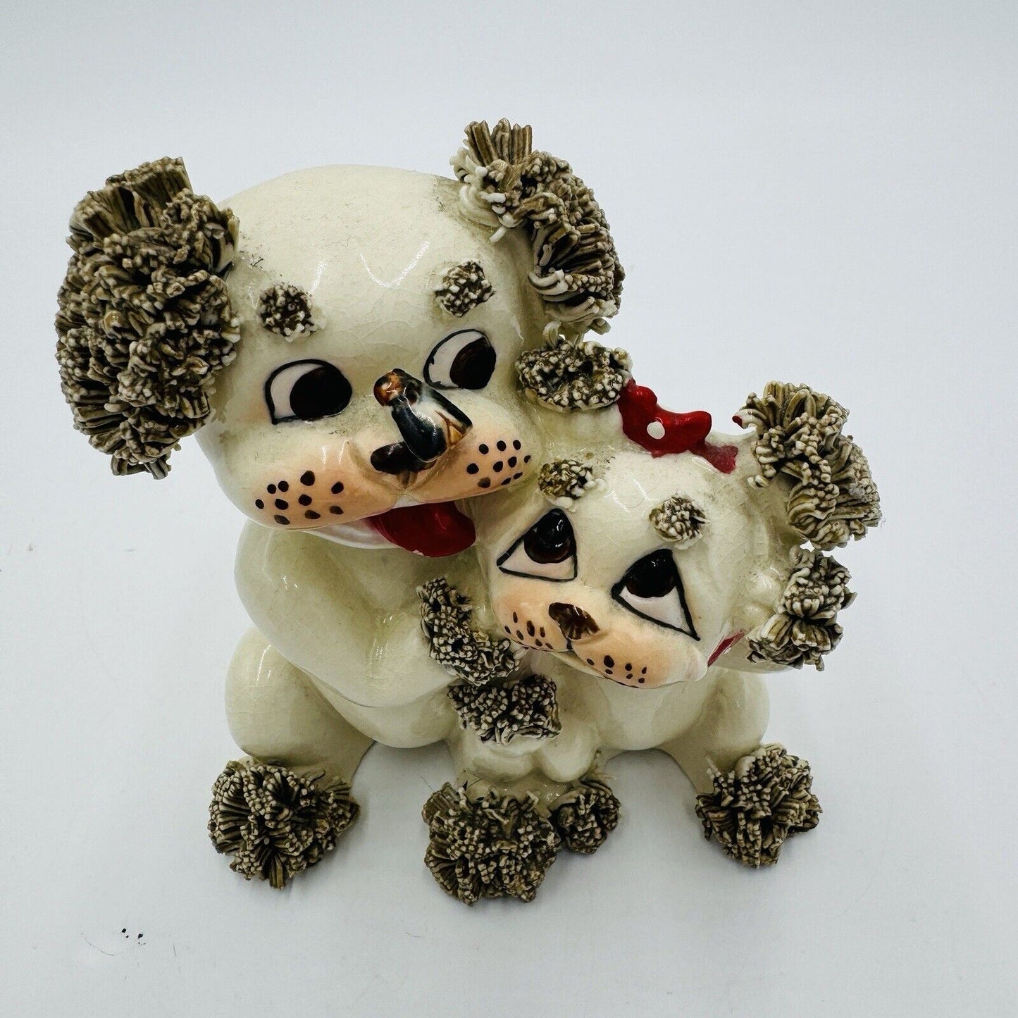 Vintage lefton Spaghetti Hair Dog planter figurine Made in Japan Ceramic 1950’