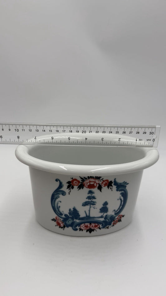 Rare Vintage Porsgrund Norway Porcelain Hand Painted Oval Floral Basin Bowl