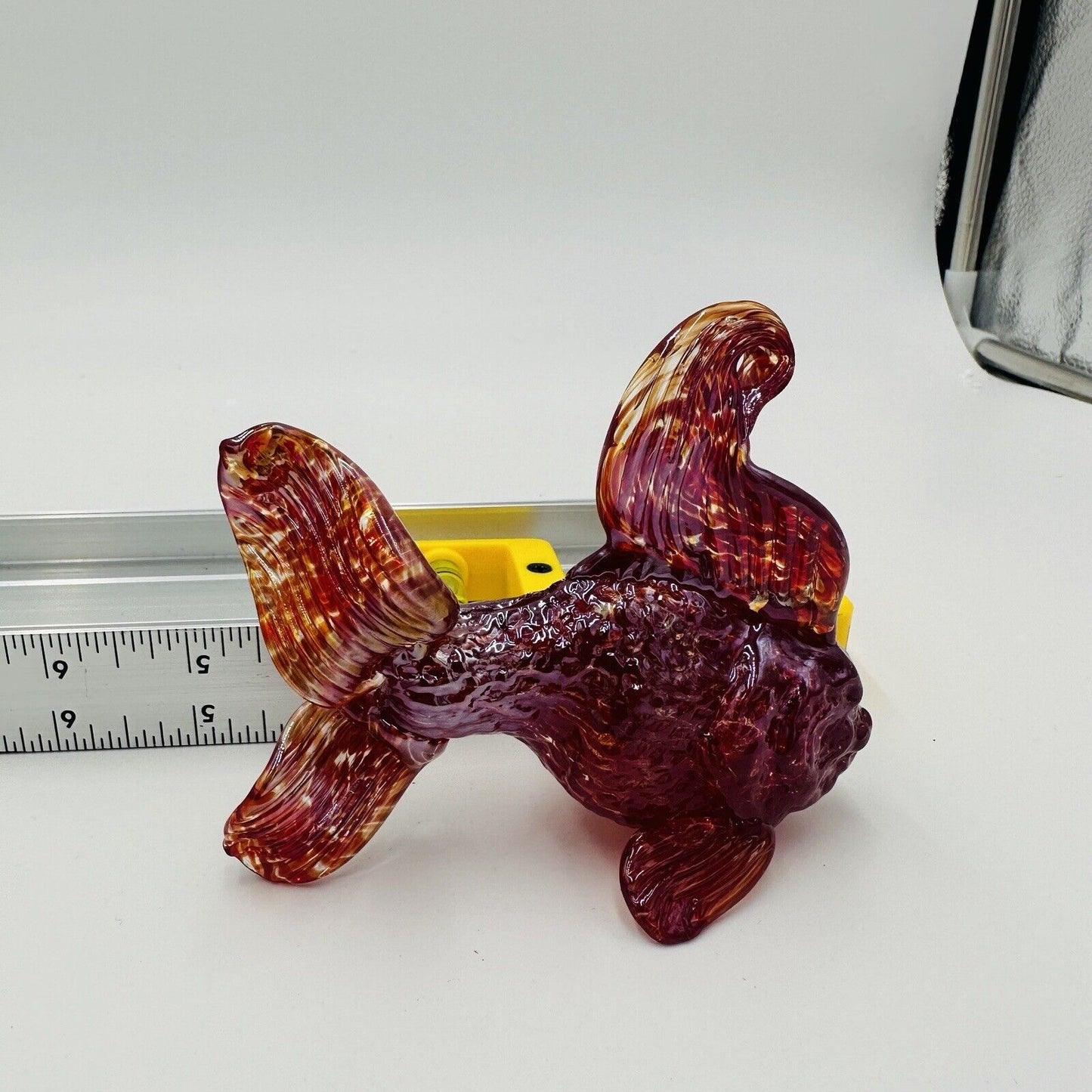 Japanese Goldfish Ryukin Figurine Blown Glass Craft Art Hand Interior Aquatic